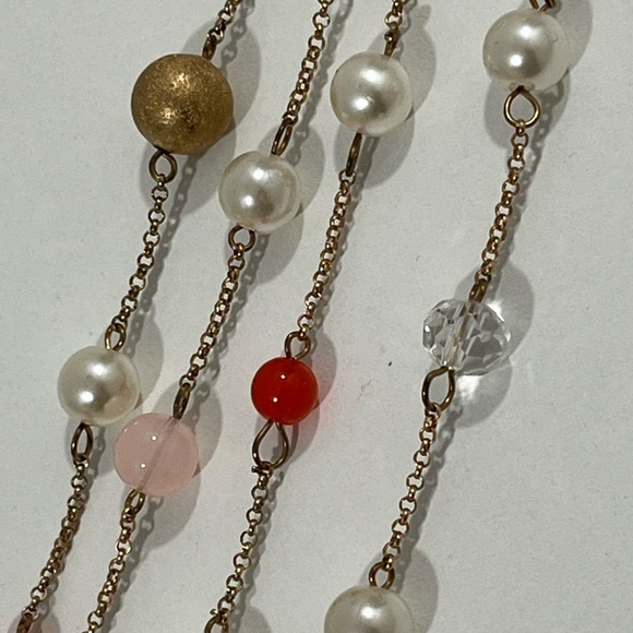 Long Pearl and Crystal Single Strand Necklace - Picture 4 of 7